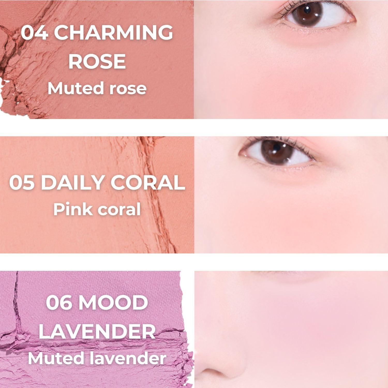 ABOUT TONE ABOUT TONE Fluffy Wear Blusher - Pressed Powder Cheek Blush with Airy and Soft Matte Blurring Finish Blendable & Buildable Natural Color Korean Makeup Vegan (08 DREAMY RASPBERRY)