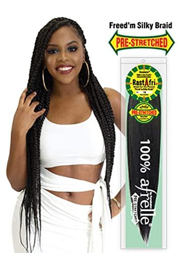 Rastafri RastAfri Pre-Stretched Silky Braiding Hair (5 Single Packs, #BT 1B/30)