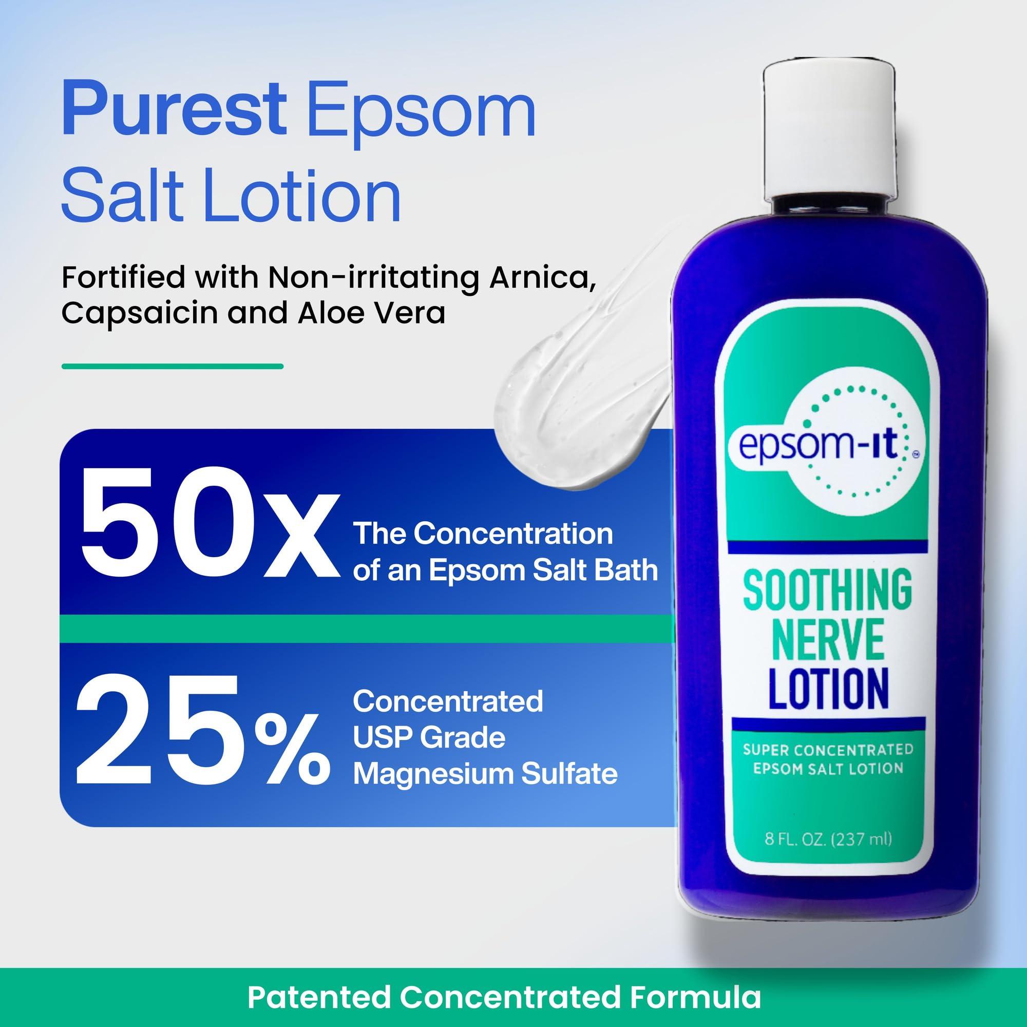 EPSOM-IT EPSOM-IT Soothing Nerve Lotion - Epsom Salt Magnesium Lotion, Topical Magnesium Cream with Capsaicin & Arnica for Muscle Discomfort, Restless Legs and Better Sleep, 8.0 oz., 4-Pack