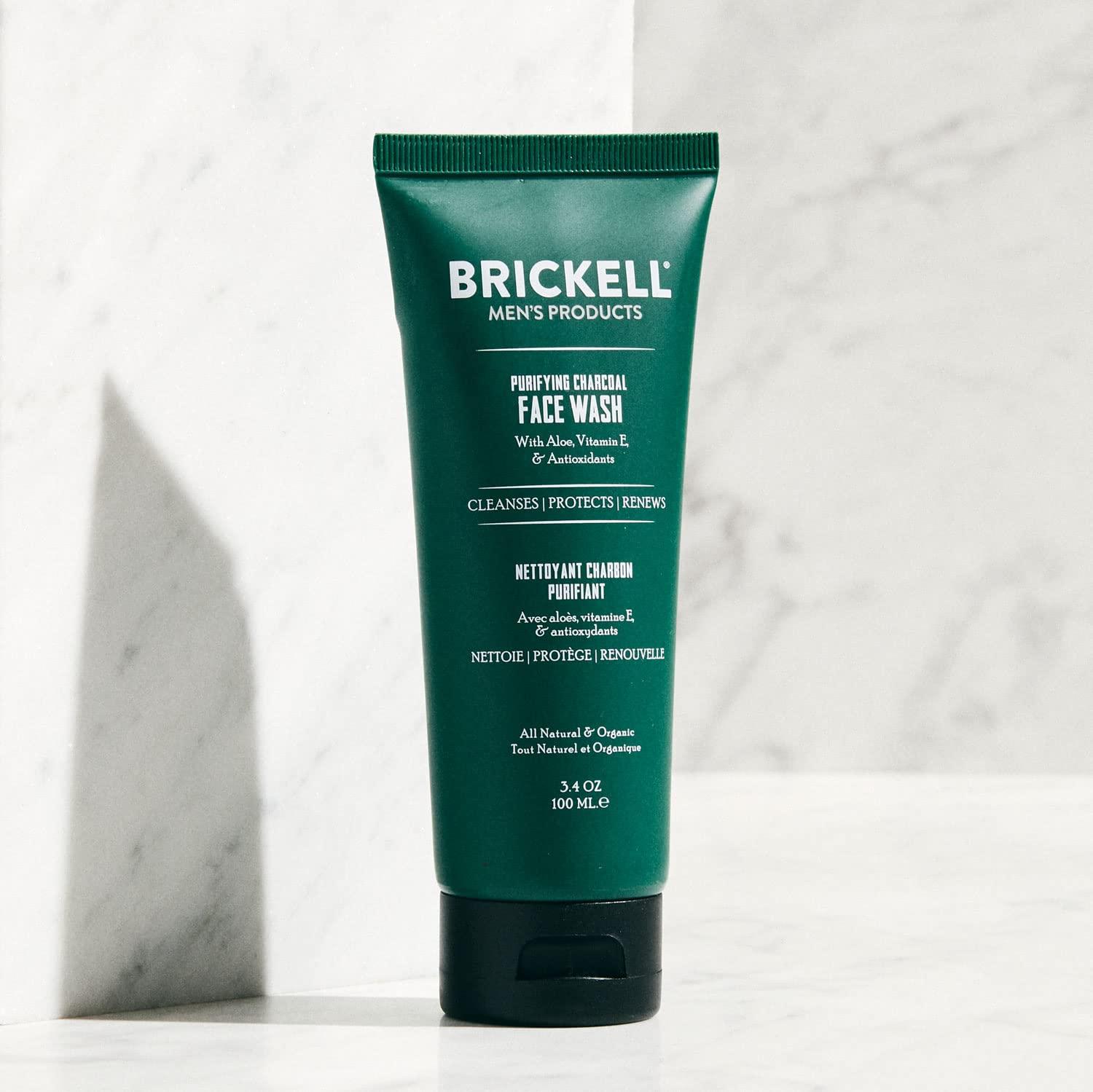 Brickell Men's Products Brickell Men's Purifying Charcoal Face Wash for Men, Natural and Organic Daily Facial Cleanser, 3.4 Ounce, Scented Men's Face Cleanser