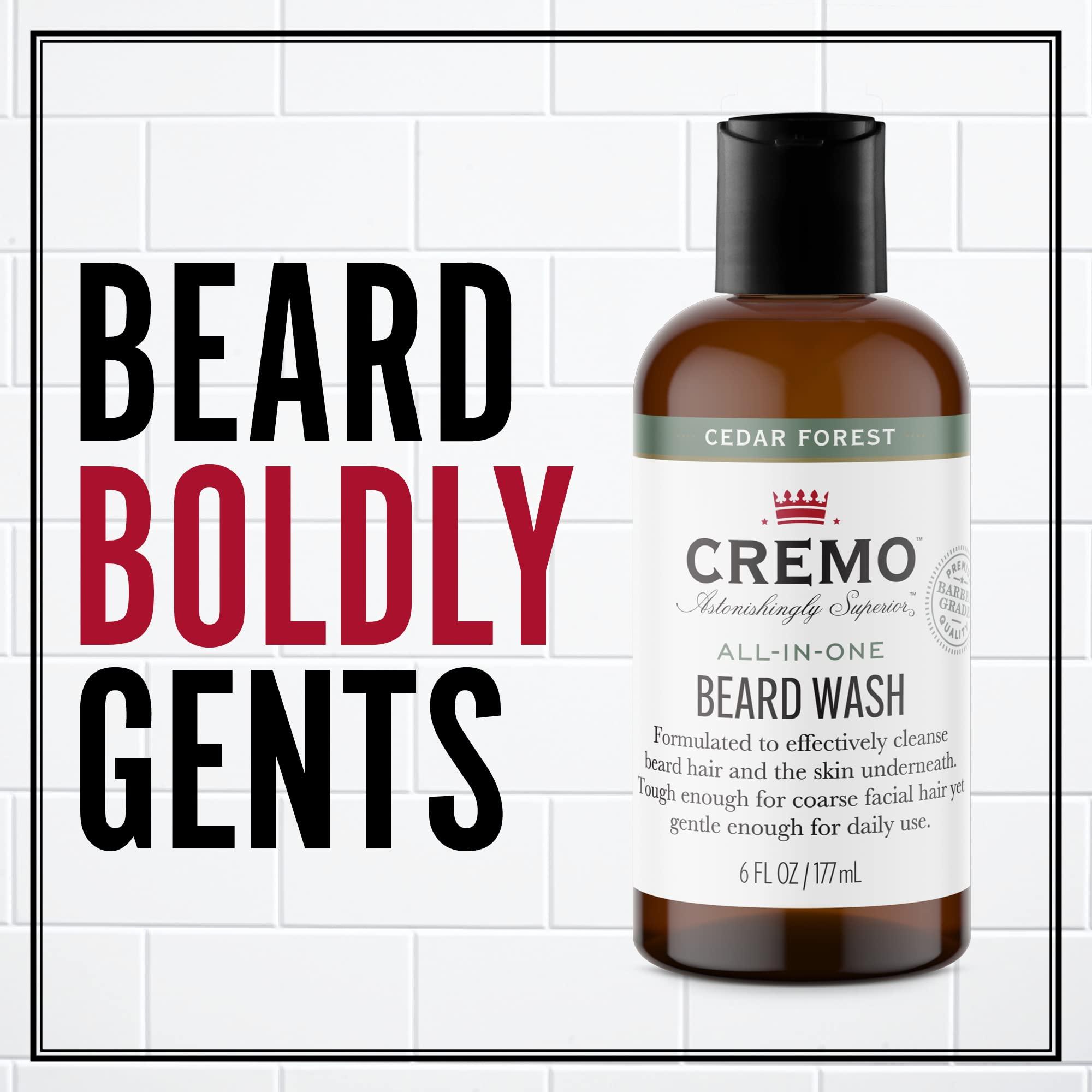 Cremo Cremo Cedar Forest Beard Wash & Softener for Coarse Facial Hair, Specifically Designed To Clean and Condition, Includes 6 Fluid Ounce Bottles