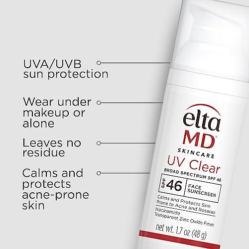 EltaMD EltaMD UV Clear Face Sunscreen SPF 46, Oil Free for Face with Zinc Oxide, Dermatologist Recommended Sunscreen Lotion,1.7 oz Pump (Pack of 2)
