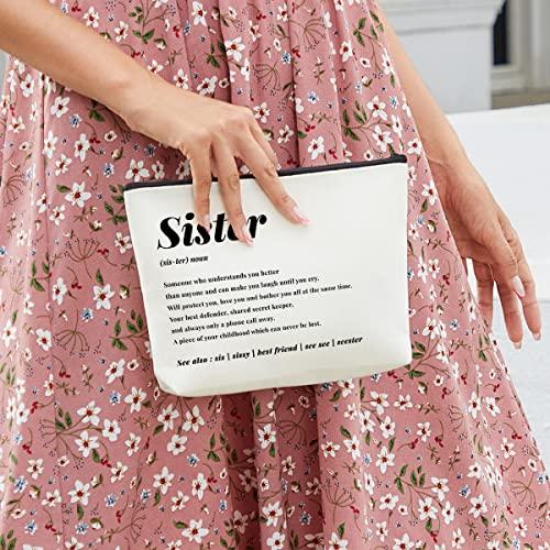 fkovcdy Sisters Gifts from Sister, Sister Definition Gifts, Funny Christmas Birthday Gifts for Sister, Little, Big Sister, Sister in Law, Besties, Unique Gift for Sister Best Friend Women Cousin Makeup Bag
