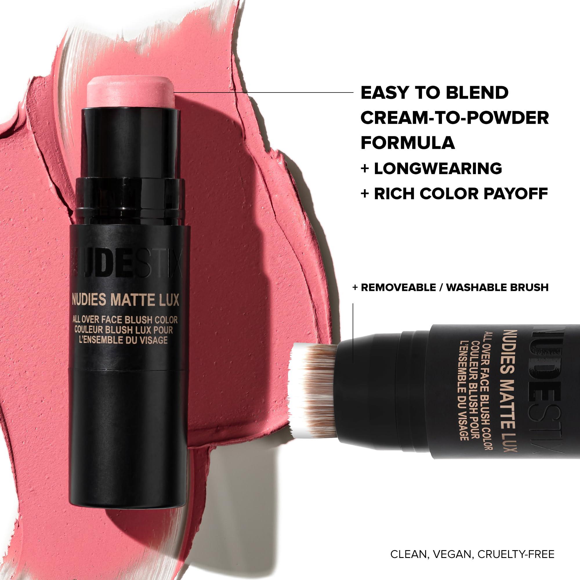 Nudestix Nudestix Nudies Matte Lux Cream Blush 3-in-1 All Over Face Colour For Cheeks Eyes and Lips w/Blending Blush (Juicy Melons)