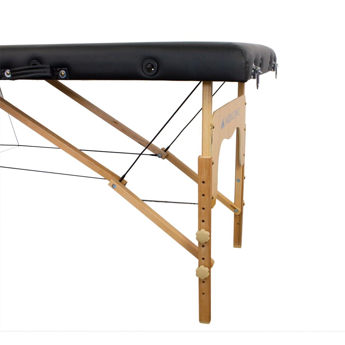 Mobiclinic Mobiclinic, Folding Massage Table, CM-01 Basic, Massage Table, Professional Massage Table, Portable, Wood, 2 Bodies, Spanish Brand, Adjustable, 180 x 60 cm, Black