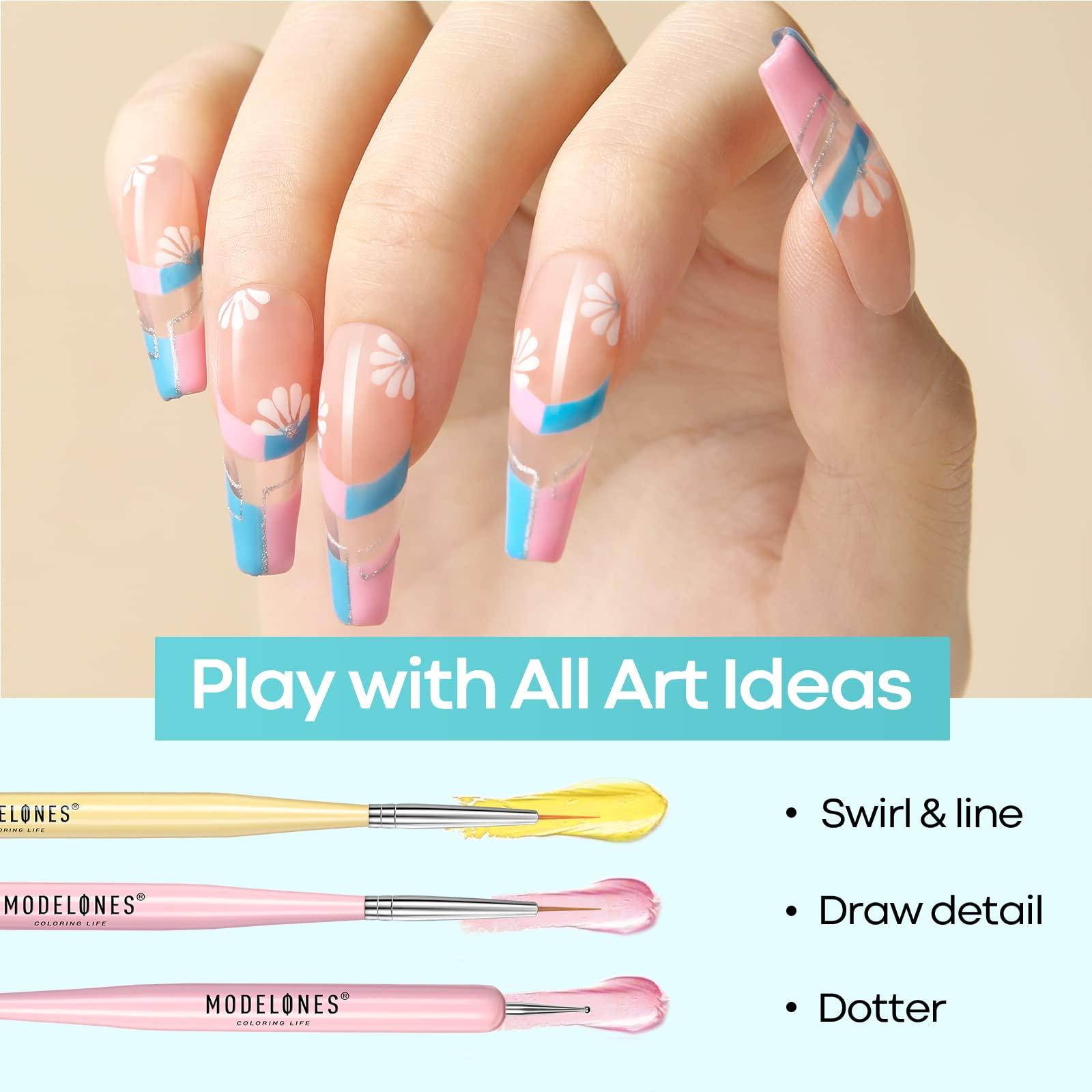 modelones Modelones Mini Cuticle Pusher and Nail Art Brush Set