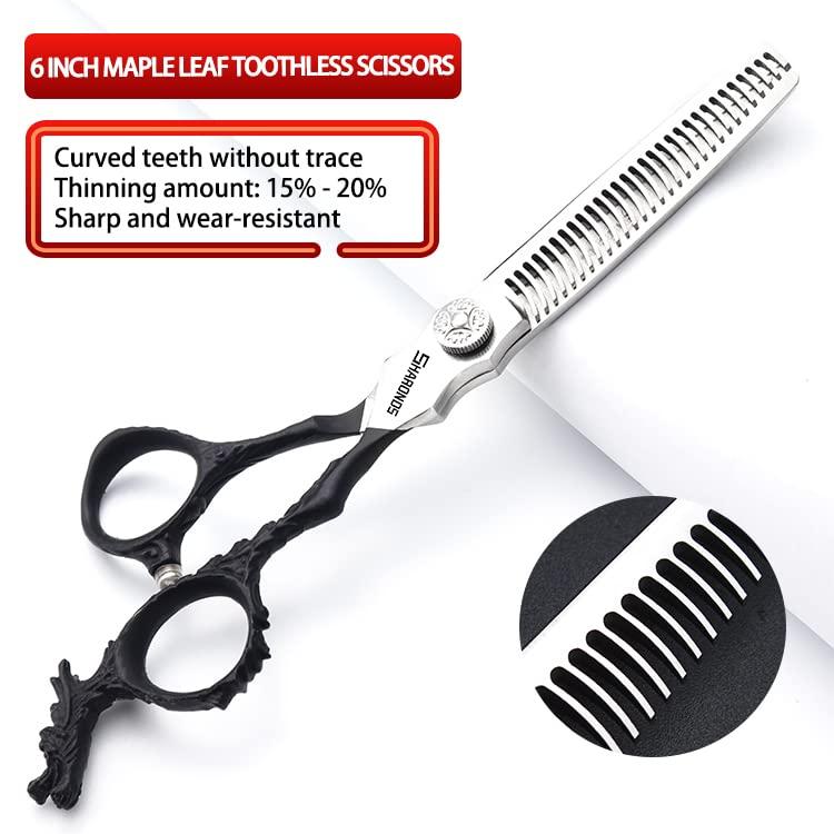 SHARONDS Silver/black barber scissors, high hardness sharp professional hairdresser scissors 6 inch salon hairdresser scissors. (4pc-B)