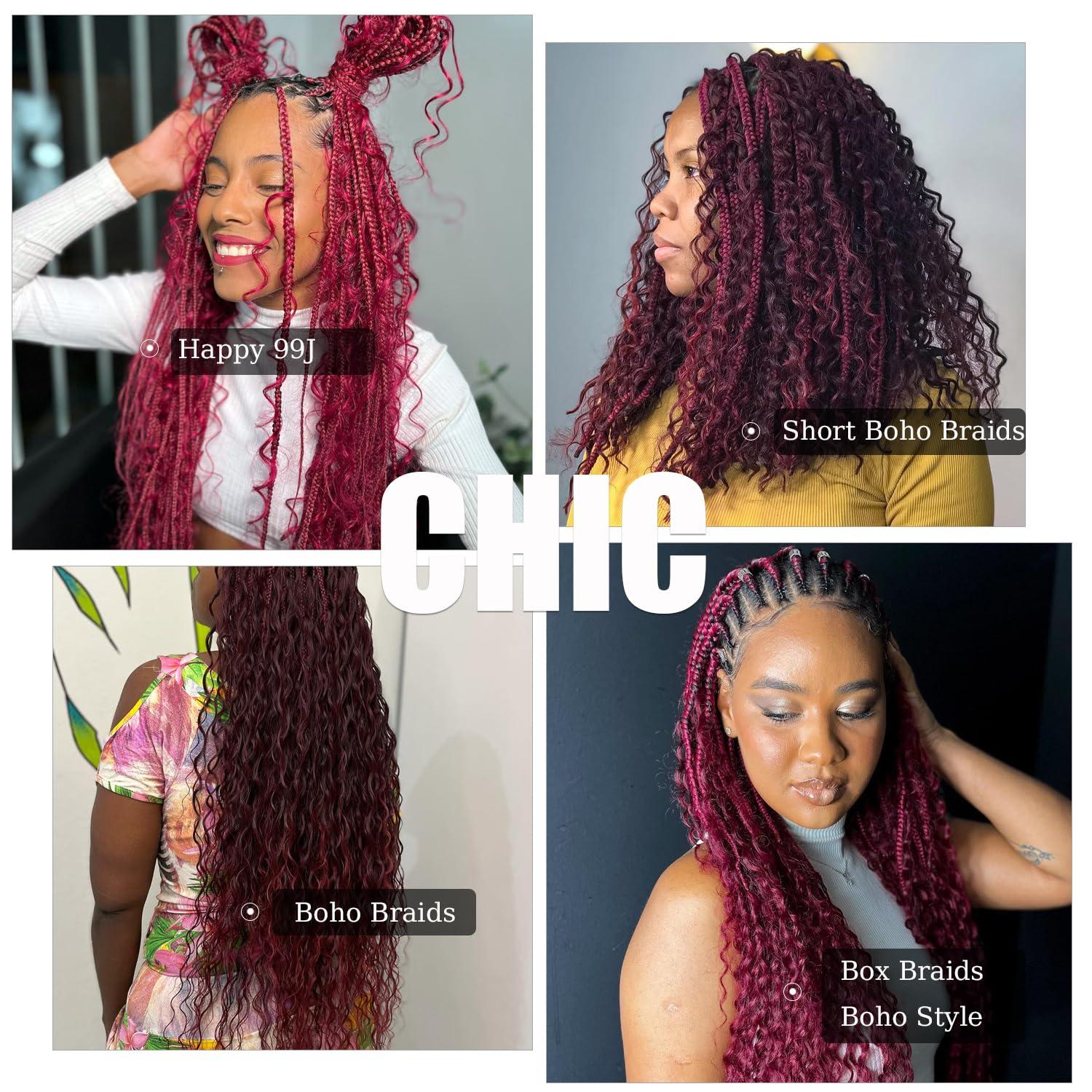 Hoscod Burgundy Human Braiding Hair 22 Inch Deep Wave Bulk Human Hair For Braiding Boho Braids 100g 99J Human Braiding Hair Water Wave Red Human Hair for Braiding Micro Braids Wet And Wavy Human Hair