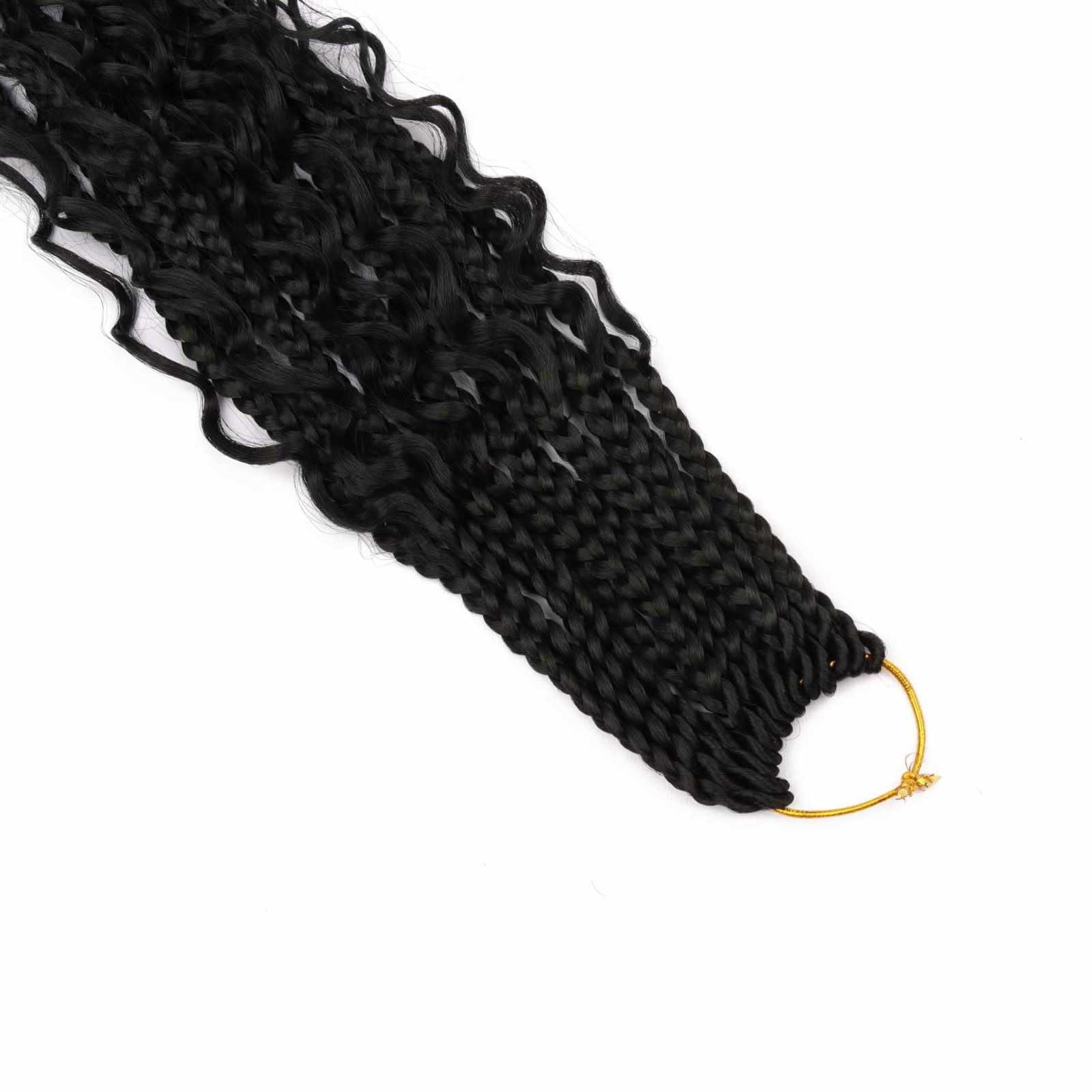 Mytarku 8 Packs Box Braids Crochet Hair 18 Inch Crochet Box Braids with Curly Ends Boho Braids Bohemian Box Braid Hair for Women (1B, 18 inch 8 pack)