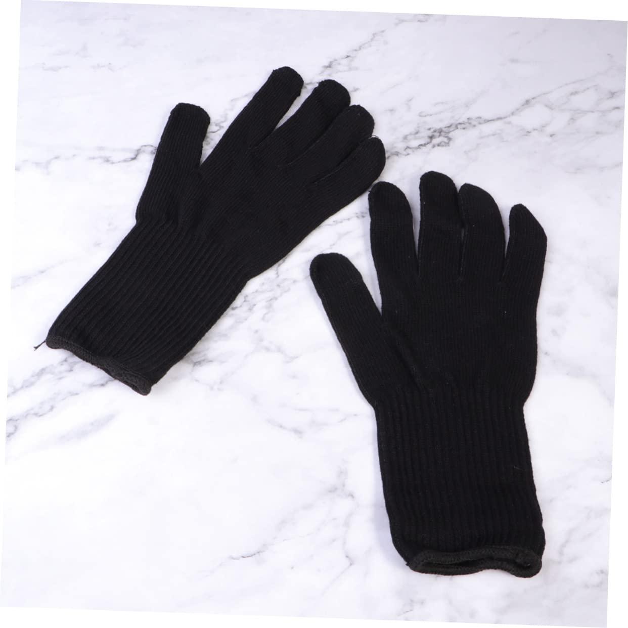 NOLITOY NOLITOY 2 Pairs Hair Curler Heat Resistant Gloves Hair Curler Glove Hair Straightener Gloves Hair Straightener Curling Glove Heat Resistant Glove for Hair Styling Curlers Mittens Black