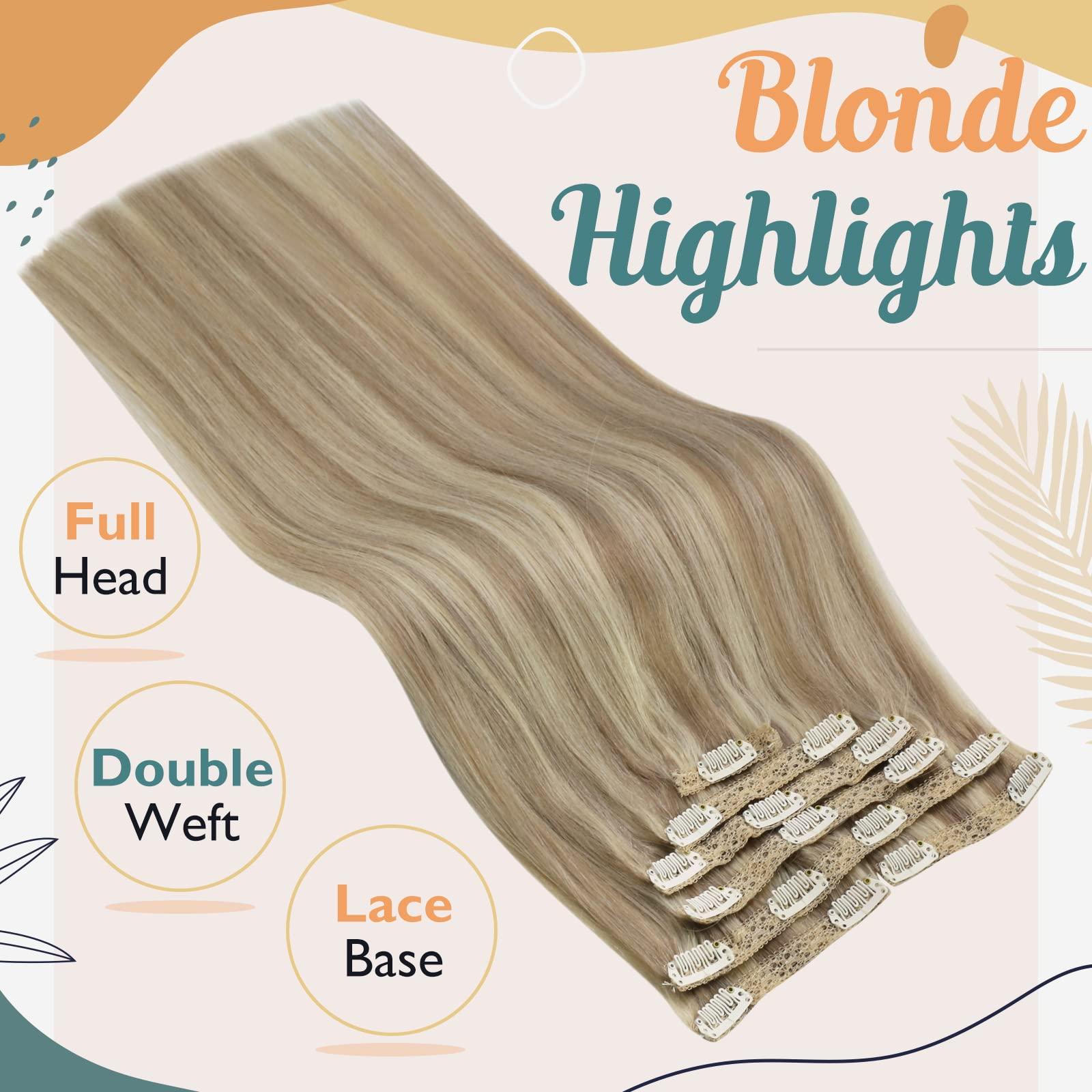 Sunny Hair Bundle Wire Hair Extensions and Clip in Hair Extensions Golden Blonde Highlights Light Blonde 220g 20inch