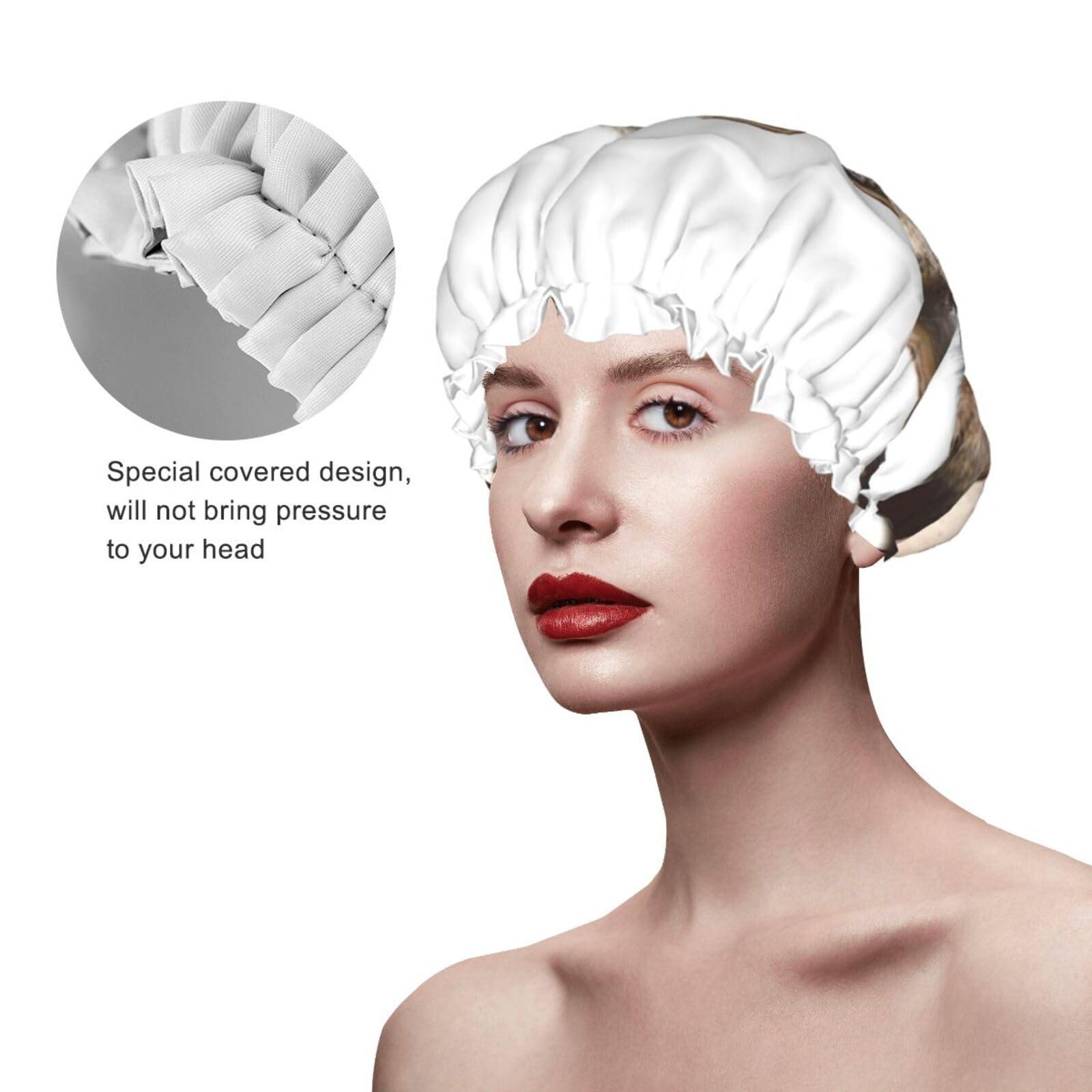 PAILON Funny Cat Large Shower Cap For Women Men Reusable Shower Caps Waterproof Shower Cap For Braids & Long Hair shower bonnet with PEVA lined&Elastic Band Fashion showercap