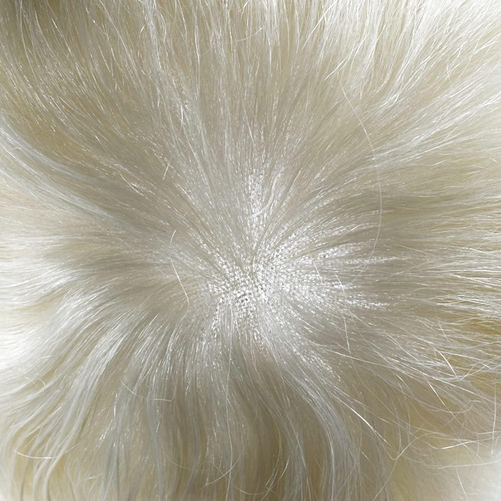 SINGA HAIR Mens Toupee Hair Replacement System for Men All French Lace Mens Hairpiece Soft Lace and Breathable Full Lace Hair Unit Human Hair Toupee For Men 8\"X10\"#60RY-100% Density