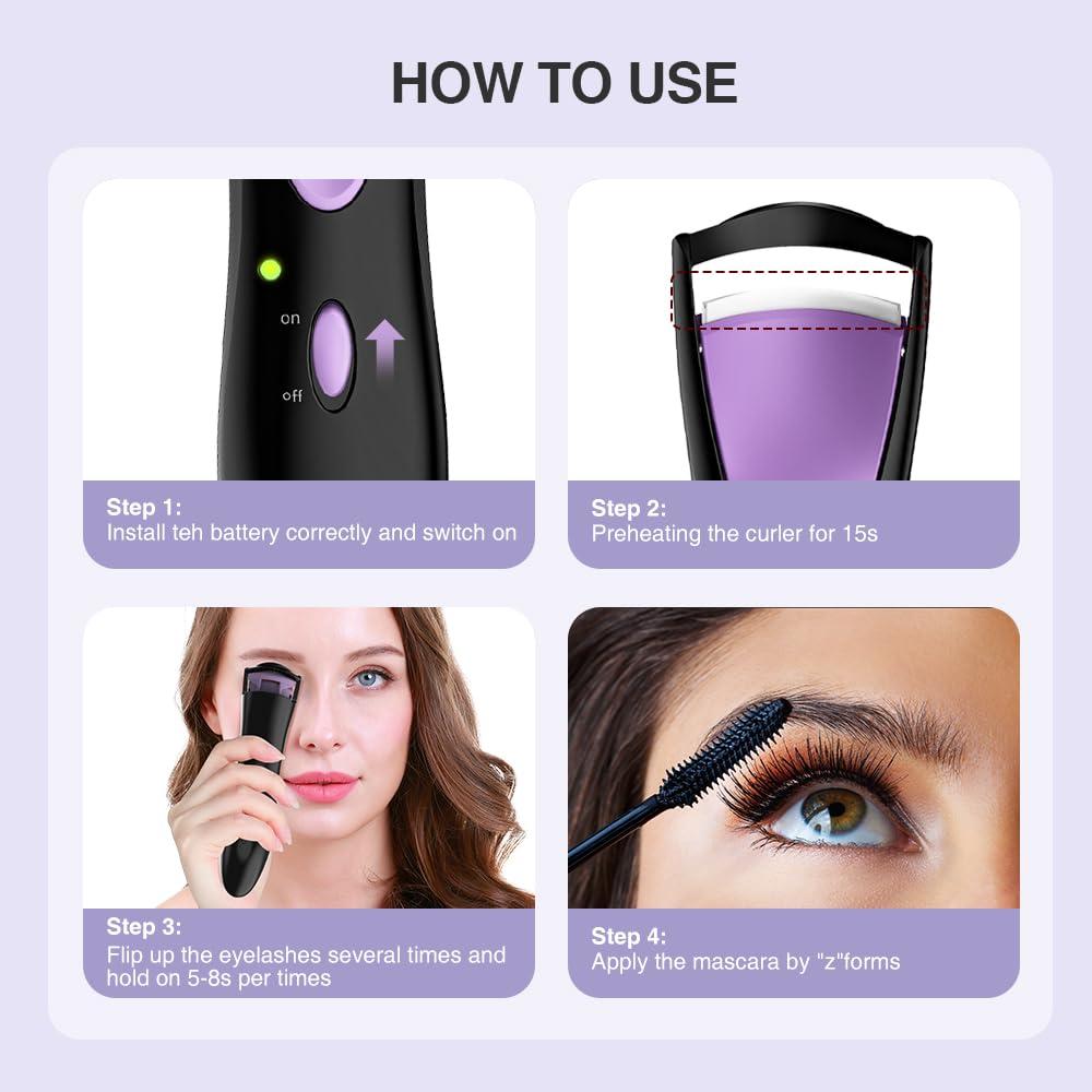 TOUCHBeauty TOUCHBeauty Professional Heated Eyelash Curler, Upgrade Portable Electric Eyelash Curler for Curled Eyelashes Long Lasting Heated Painless Curved Purple