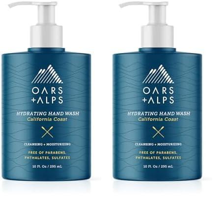 Oars + Alps Oars + Alps Hydrating Liquid Hand Soap, Made with Coconut Oil & Aloe Vera to Moisturize Dry Hands, Gentle Hand Wash with Vitamin E, California Coast Scent, 10 Fl. Oz Bottle (Pack of 2)