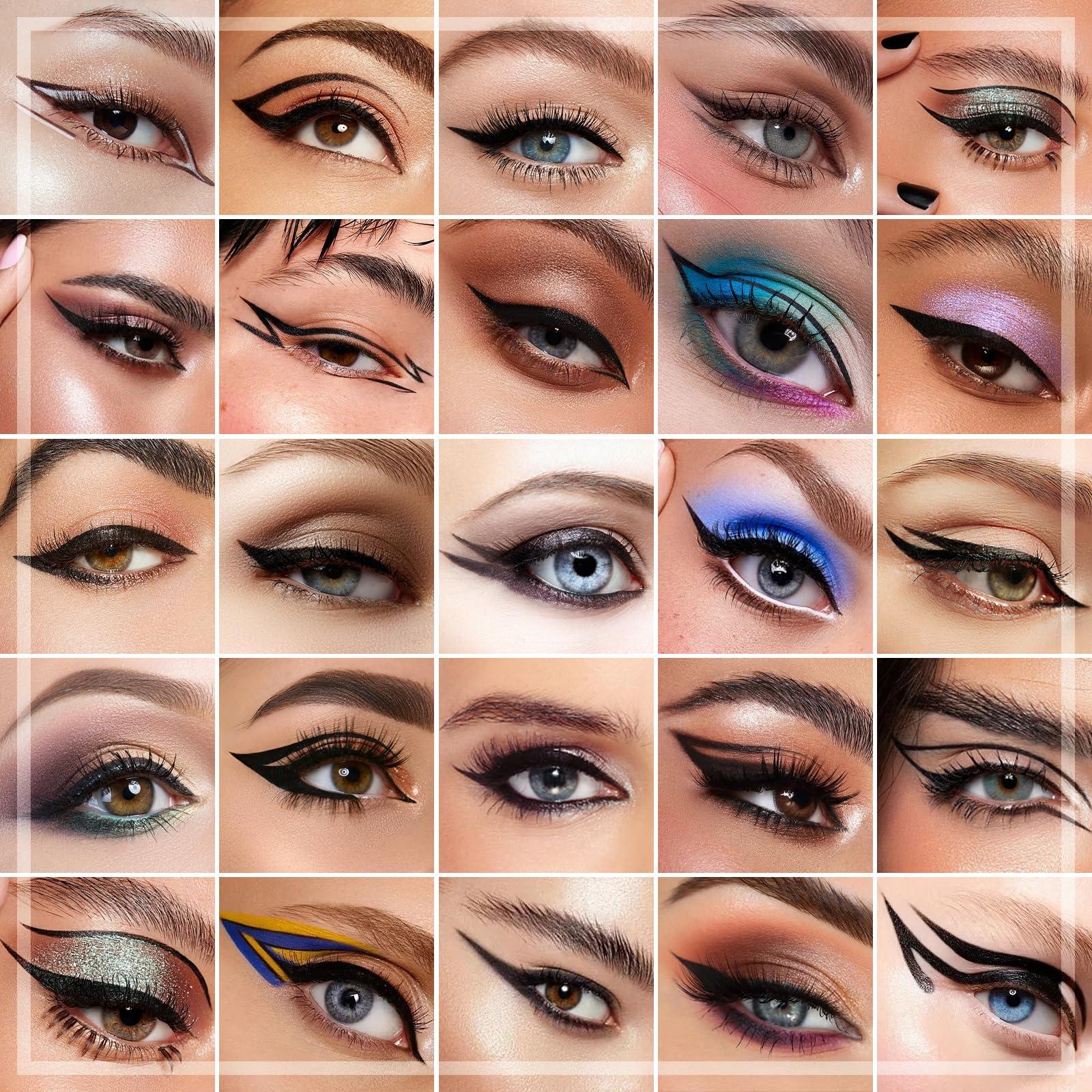 docolor docolor Blue Eyeshadow Palette 9 Colors Gemstone Shadow Palette Highly Pigmented Mattes Shimmers Colourful Makeup Palette and Black Eyeliner Gel Pen Pigmented Waterproof Smudge-proof Eyeliner Pencil