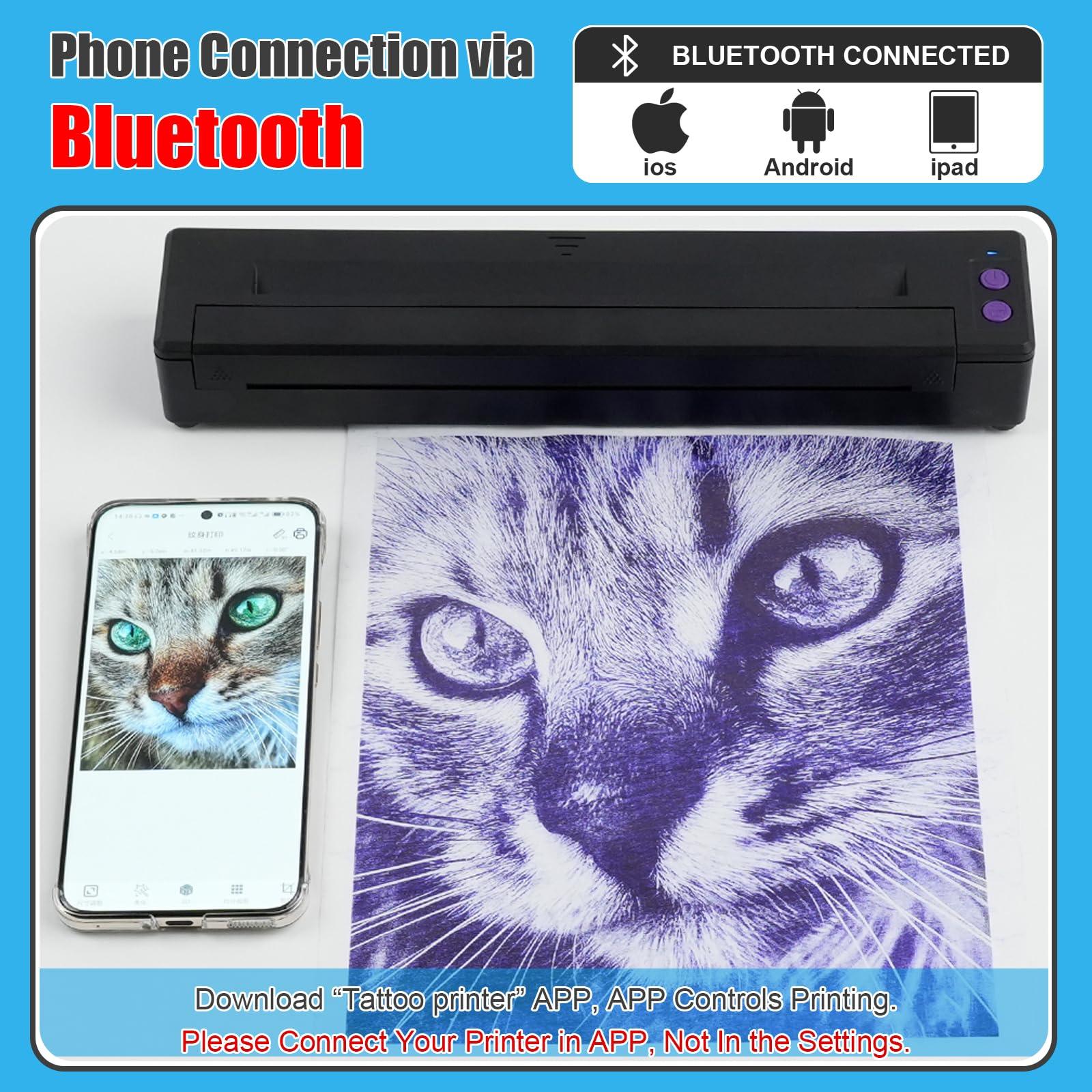 Autdor Autdor Tattoo Stencil Printer Wireless Tattoo Printer Machine Tattoo Thermal Printer Compatible with Phone Pad and PC Tattoo Transfer Machine Bluetooth and USB Connectivity for Tattoo Supplies