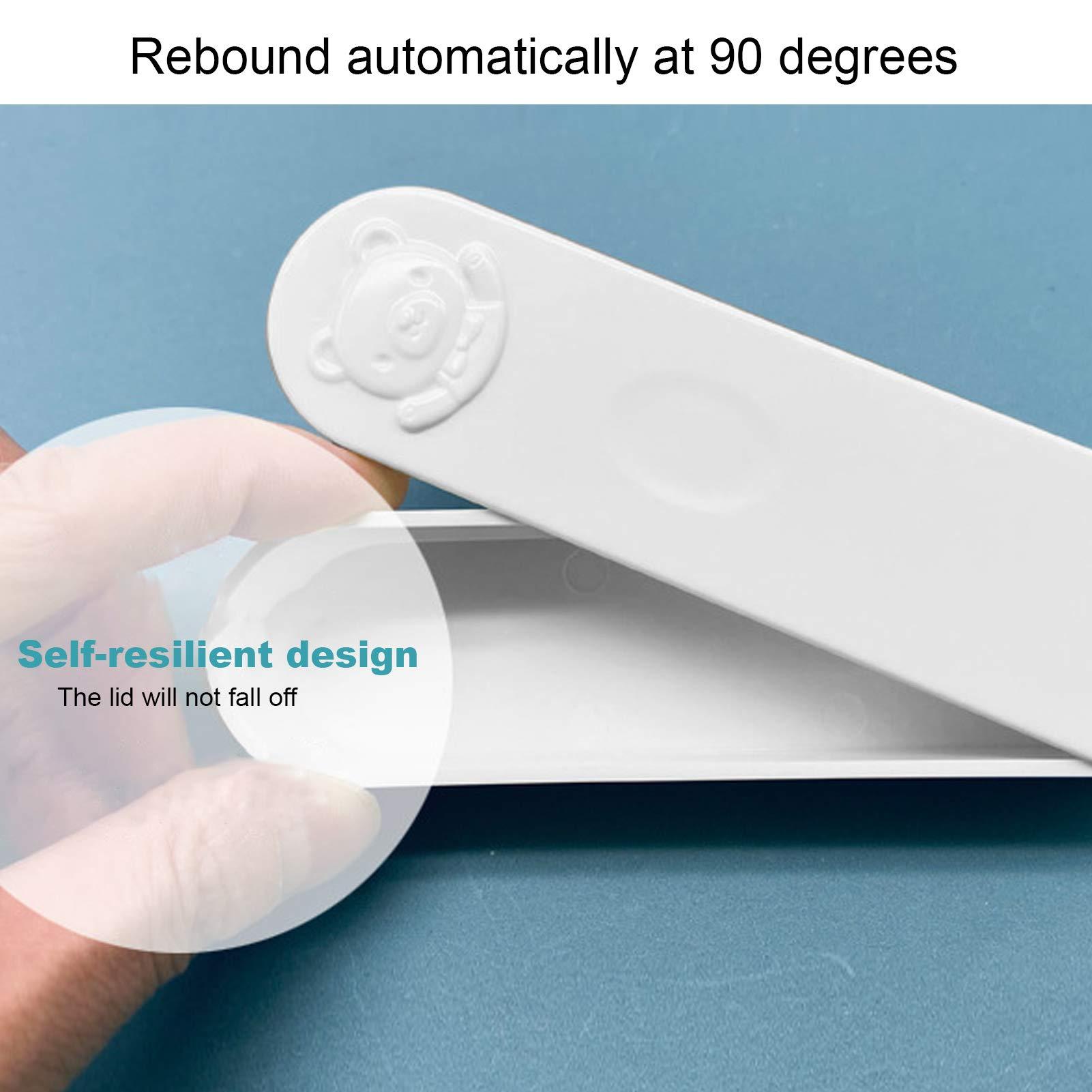 Keenso Cotton Swab Box Portable ABS Mini Travel Swab Case Cartoon Bear Pattern with Cover