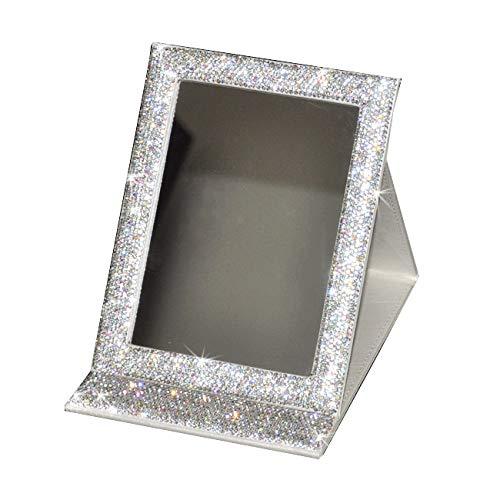 Bestbling Bestbling Bling Portable Mirror Folding Travel Vanity Mirror with Desktop Standing Makeup Mirror for Cosmetics Beauty (Silver)
