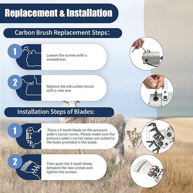 InSyoForeverEC InSyoForeverEC Electric Sheep Shears Electric Clippers 1200W Professional Farm Livestock Shearing Machine Animals Grooming Haircut Trimmer for Shaving Fur Wool in Thick Coat Animals