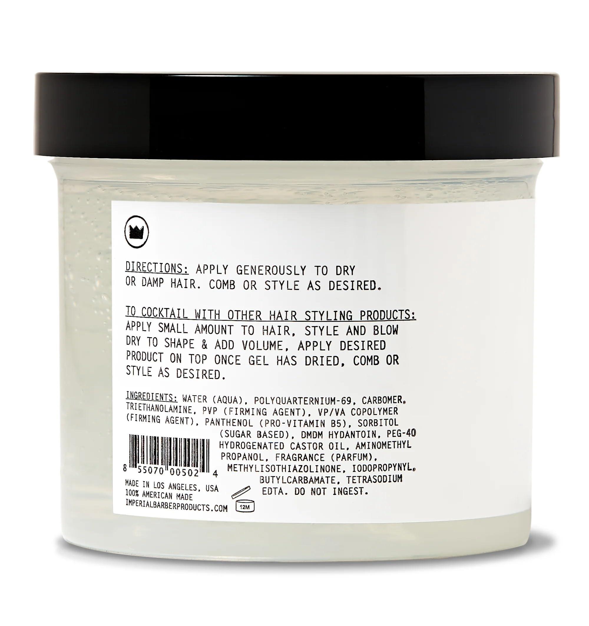 Imperial Barber Imperial Barber Grade Gel Pomade - All Day Strong Hold, No Flaking, Water Based, Reactivatable - Natural Men\'s Hair Styling Product 12oz