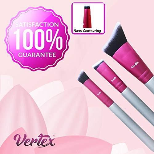 Vertex Nose Contour Brush Contouring Makeup Brush Set - Sculpting Blending Real Brush Hair Angled Blush Techniques Dramatic Cheekbones Highlighting Bronzer Palette Powder Concealer Foundation Cream