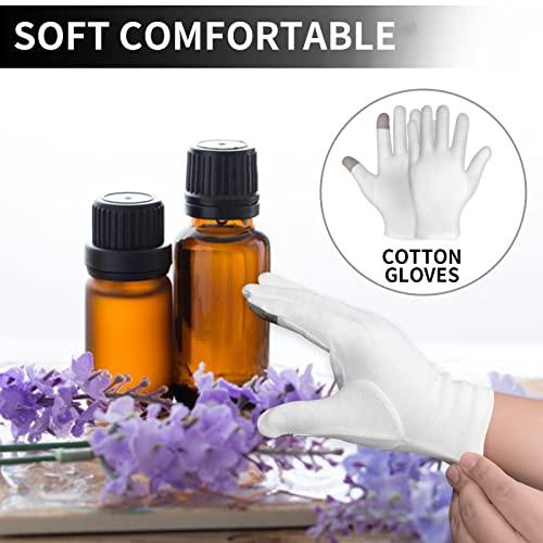 Sibba 4 Pairs Touch Screen Moisturizing Gloves White Cotton Moisturizing Gloves Overnight Bedtime Heal Eczema Sleeping Lotion Hand Spa Treatment Gloves Repair Rough Cracked Dry Chapped Hands Skin