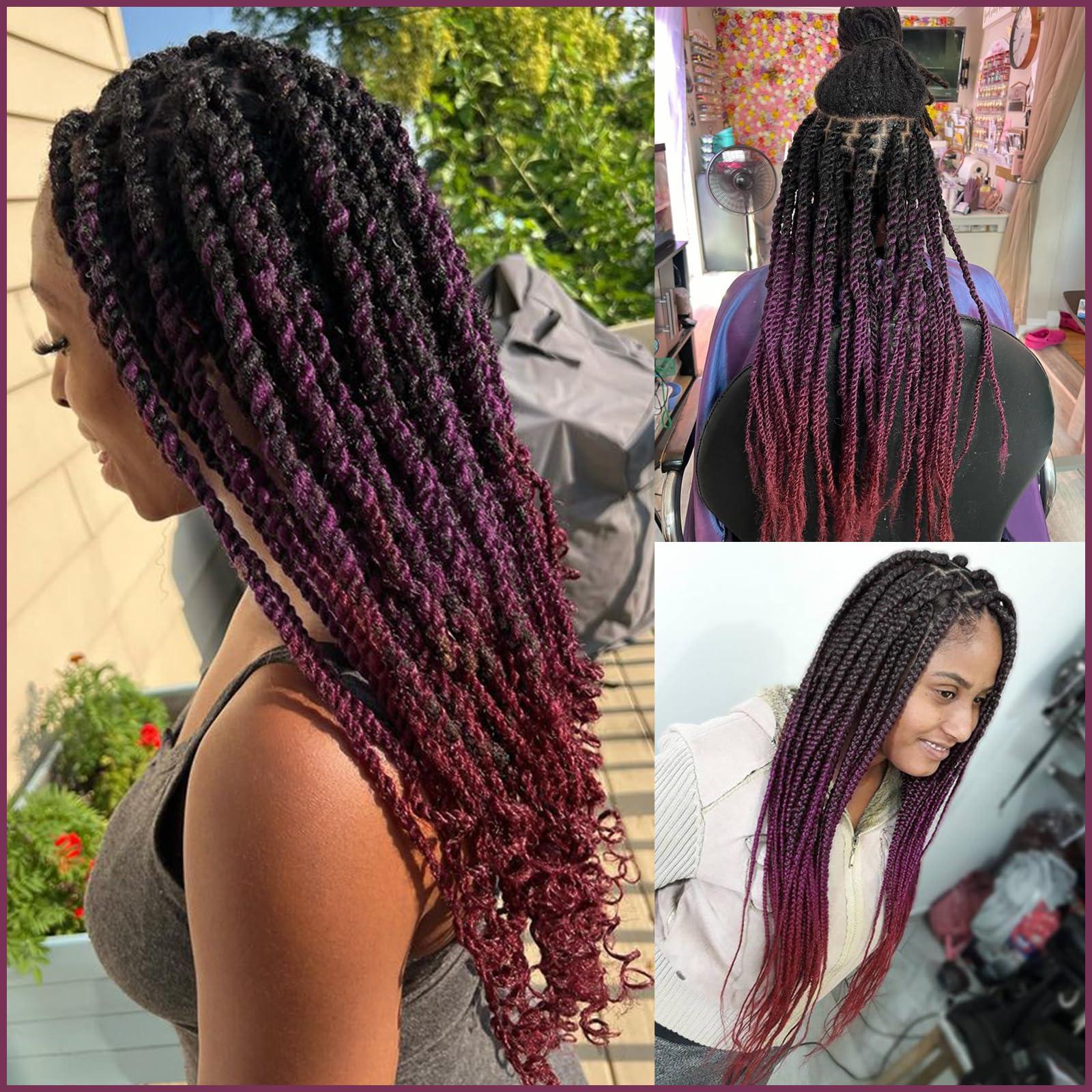 FAYETA Ombre Pre Stretched Braiding Hair, 28\'\'-3 packs Silky Color Blend Braid Hair Extensions, 100% Synthetic Crochet Hair Braids