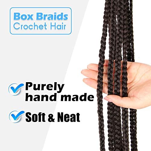 BOHOBABE BOHOBABE Big Loop Box Braids Crochet Hair 10 Inch 8 Packs Prelooped, Medium Short 3X Knotless Crochet Box Braiding Hair, Three Tones Brown Goddess Braid (4#)