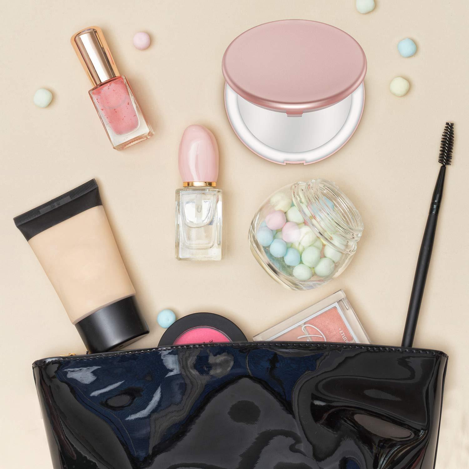 Benbilry Benbilry LED Lighted Compact Travel Makeup Mirror with Lights, 1x/7x Magnification, 5 Inch Dual Sided Portable Illuminated  Perfect for Handbag