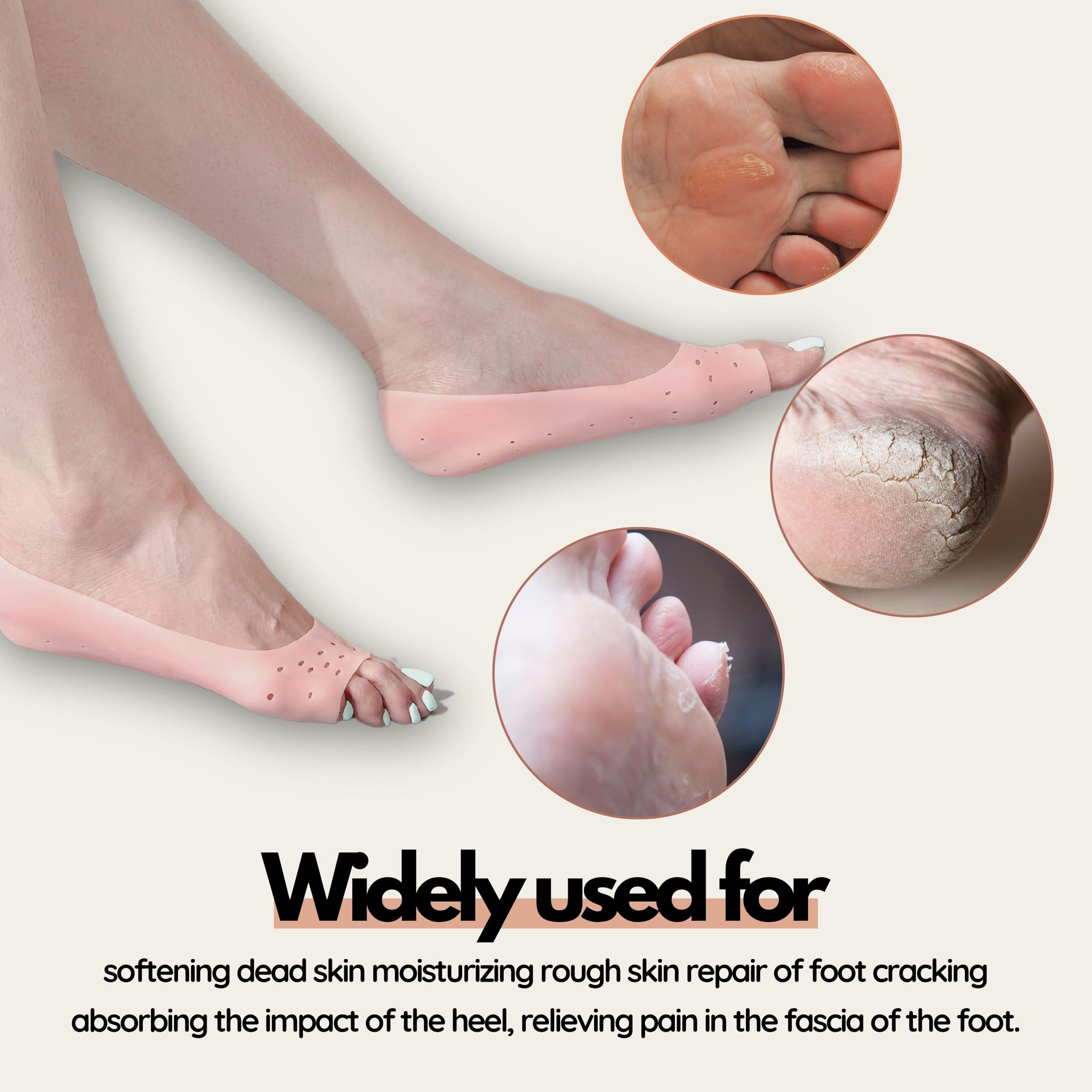 FOOTINSOLE.COM Open-Toe Gel Moisturizing Socks Spa-Quality Hydration for Dry, Cracked Heels Softens & Smooths Feet Unisex (2 Pairs)