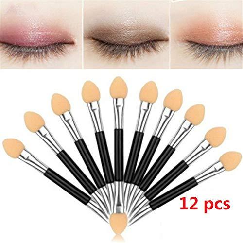 FeiFei66 FeiFei66 12Pcs Fashion Makeup Double-end Eye Shadow Eyeliner Brush Sponge Applicator Tool Black
