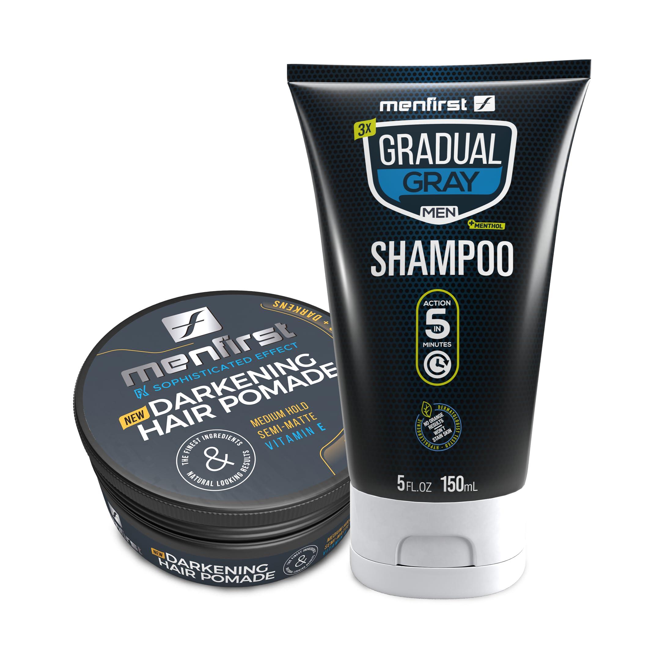 MENFIRST MENFIRST Gradual Gray - Good Bye Gray Hair- 3-in-1 Shampoo and Hair Pomade - 2 Pack Bundle