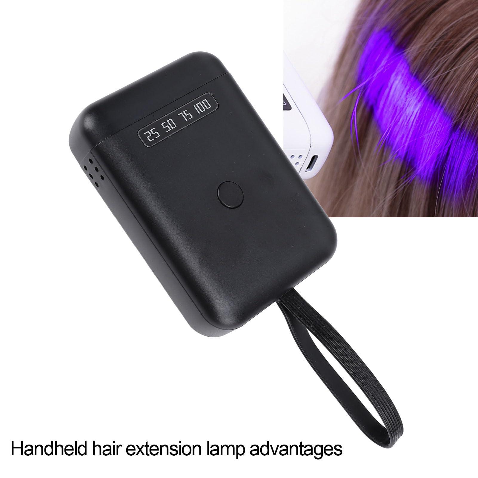 VBESTLIFE LED Hair Extension Lamp, 18W Light Extensions Kit, Rechargeable Portable Extension Lamp, with 6Pcs 405nm LED Beads, for Home Salon Fast Curing Wig (Black)