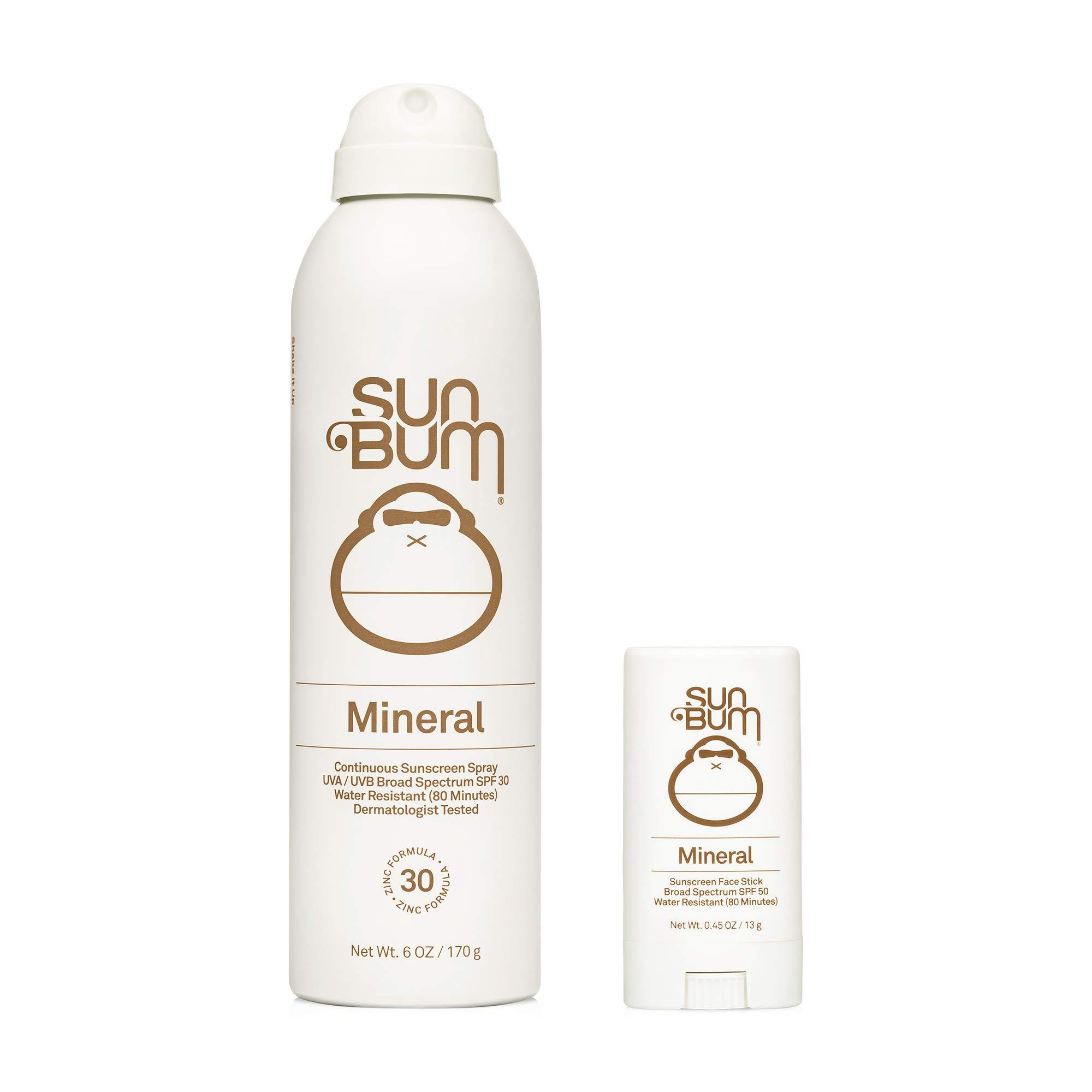Sun Bum Sun Bum Sun Bum Mineral Spf 30 Sunscreen Spray and Spf 50 Face Stick Vegan and Reef Friendly (octinoxate & Oxybenzone Free) Broad Spectrum Zinc Sunscreen With Uva/uvb, 2 Count