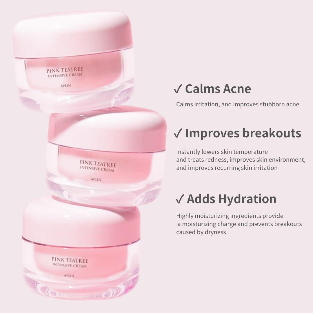 aplin aplin Pink Tea Tree Intensive Cream - 50g/Skin Moisturizer/Facial Moisturizers/1.7 Oz, CICA, Allantoin, Korean Skin Care, Moisturizer, Hydrating