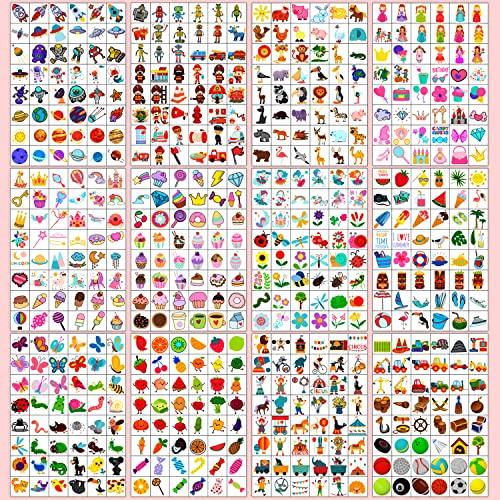 PARTYWIND Partywind 960 PCS Individually Wrapped Tattoos for Kids Bulk, Cute Temporary Tattoo Stickers for Birthday Party Supplies Favors, Fake Tattoos for Kids Christmas Gifts Games (20 Sheets)