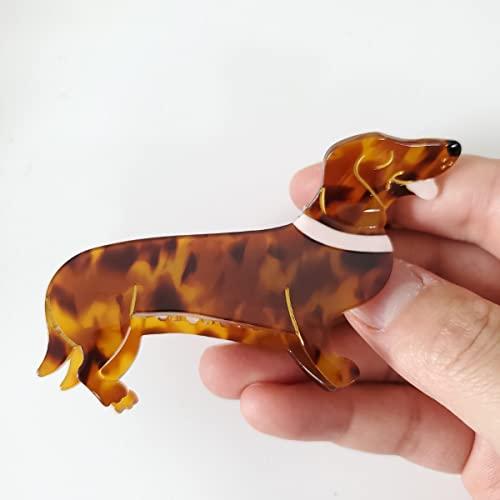 OMG Decor Dachshund Claw Clip,Dog Claw Clip,Acetate Hair Clips,Small Claw Clips for Women