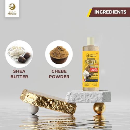 AMALICO Sulfate Free Shampoo with Chebe Powder and Shea Butter (16.9 OZ) Hair Shampoo for Hair Growth and Anti-dandruff Shampoo