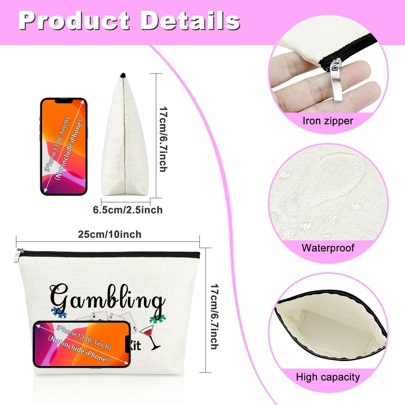 Mxrymvu Lucky Casino Gift for Gambler Makeup Bag Casino Gamble Zipper Pouch Gift Gambler Gift Idea Casino Lovers Cosmetic Bag Christmas Birthday Retirement Gift for Gambler Friends Travel Makeup Pouch