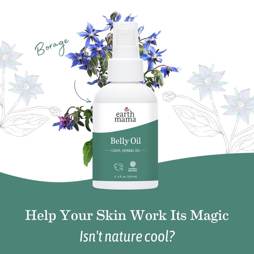 Earth Mama Earth Mama Belly Oil for Dry Skin | Calendula Skin Care Moisturizer Oil to Encourage Natural Elasticity and Help Prevent Stretch Marks During Pregnancy and Postpartum, 4-Fluid Ounce (3-Pack)