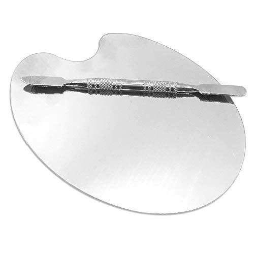 ACKLLR ACKLLR 2 Pack Professional Makeup Palette, 2 Types Pro Lady Stainless Steel Cosmetic Artist Spatula with Spatula Tool for Mixing Foundation