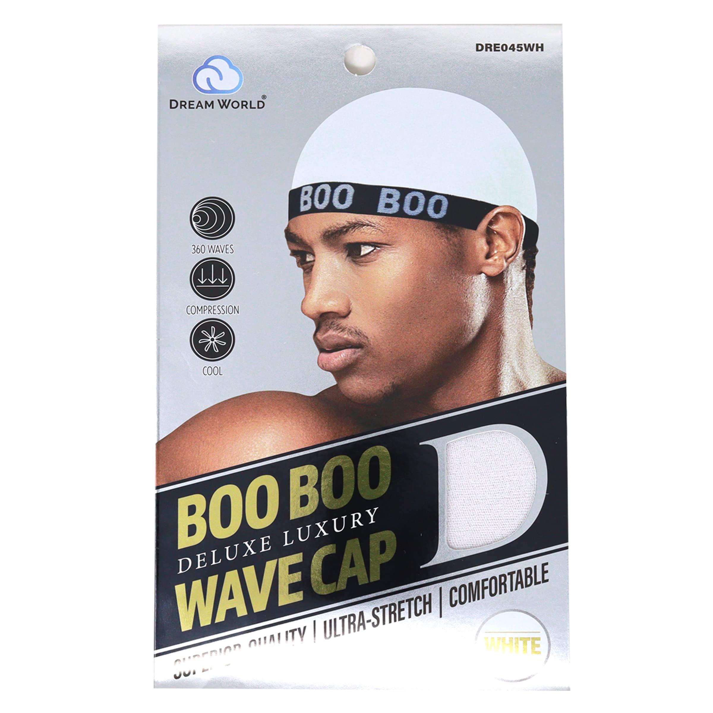 DREAM WORLD Dream World Boo Boo Deluxe Luxury Stocking Wave Cap (4 Packs)-Wire Elastic Band-White