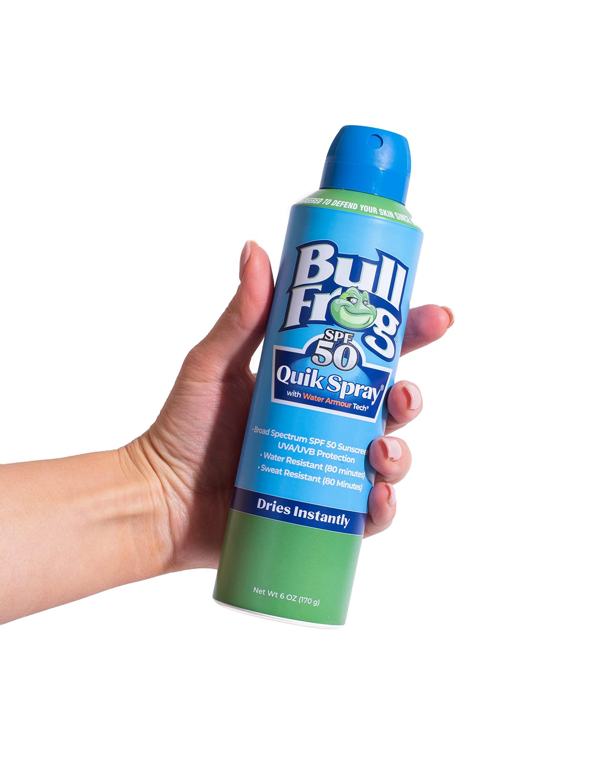 BullFrog Bullfrog Quik Spray Sunscreen SPF 50 | Oxybenzone & Octinoxate Free | Broad Spectrum Moisturizing UVA/UVB, 6oz