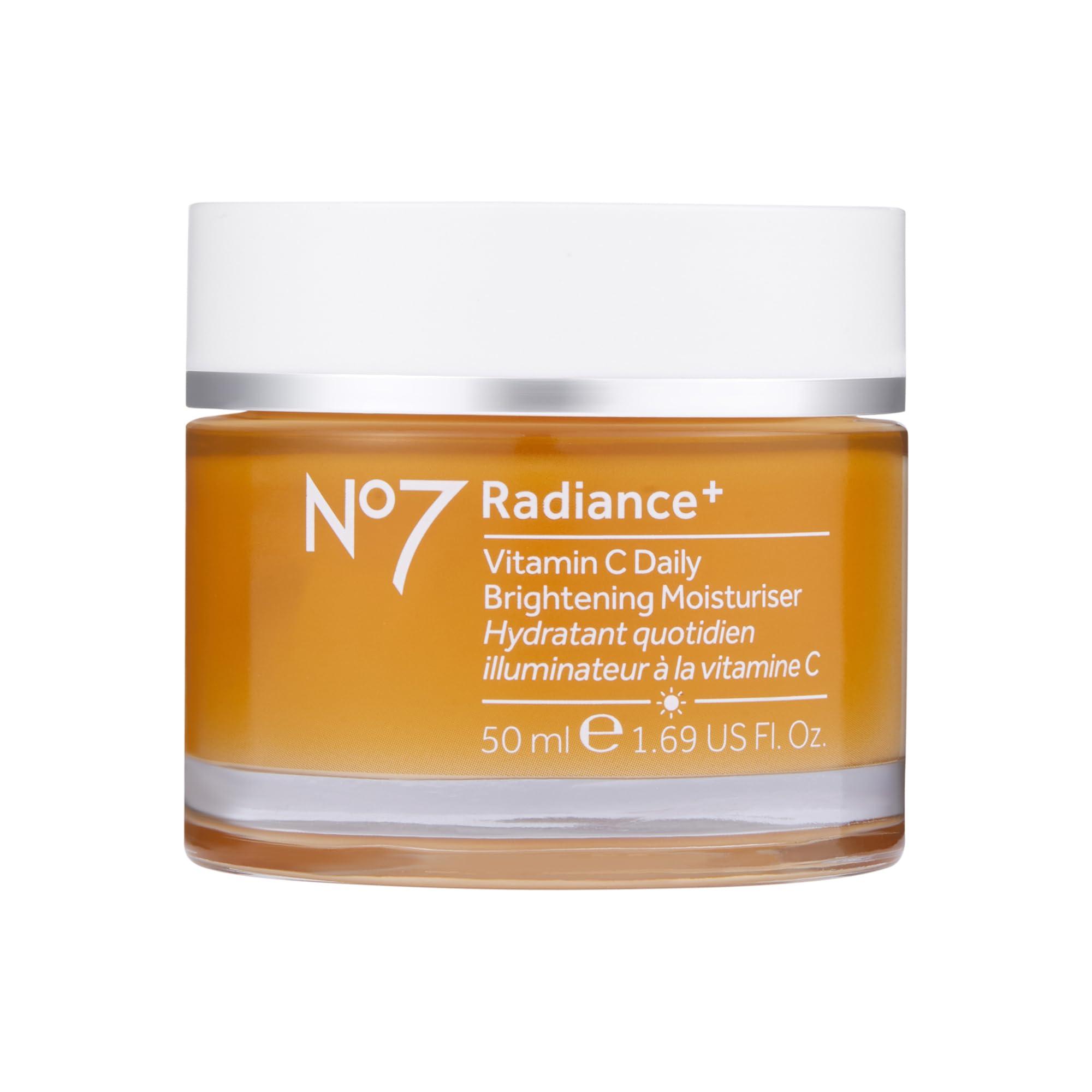 No.7 No7 Radiance+ Brightening Vitamin C Moisturizer Face Cream, Skin Nourishing Face Moisturizer, Fast-Absorbing & Lightweight Formula, Suitable for Dry Skin, 1.69 fl oz