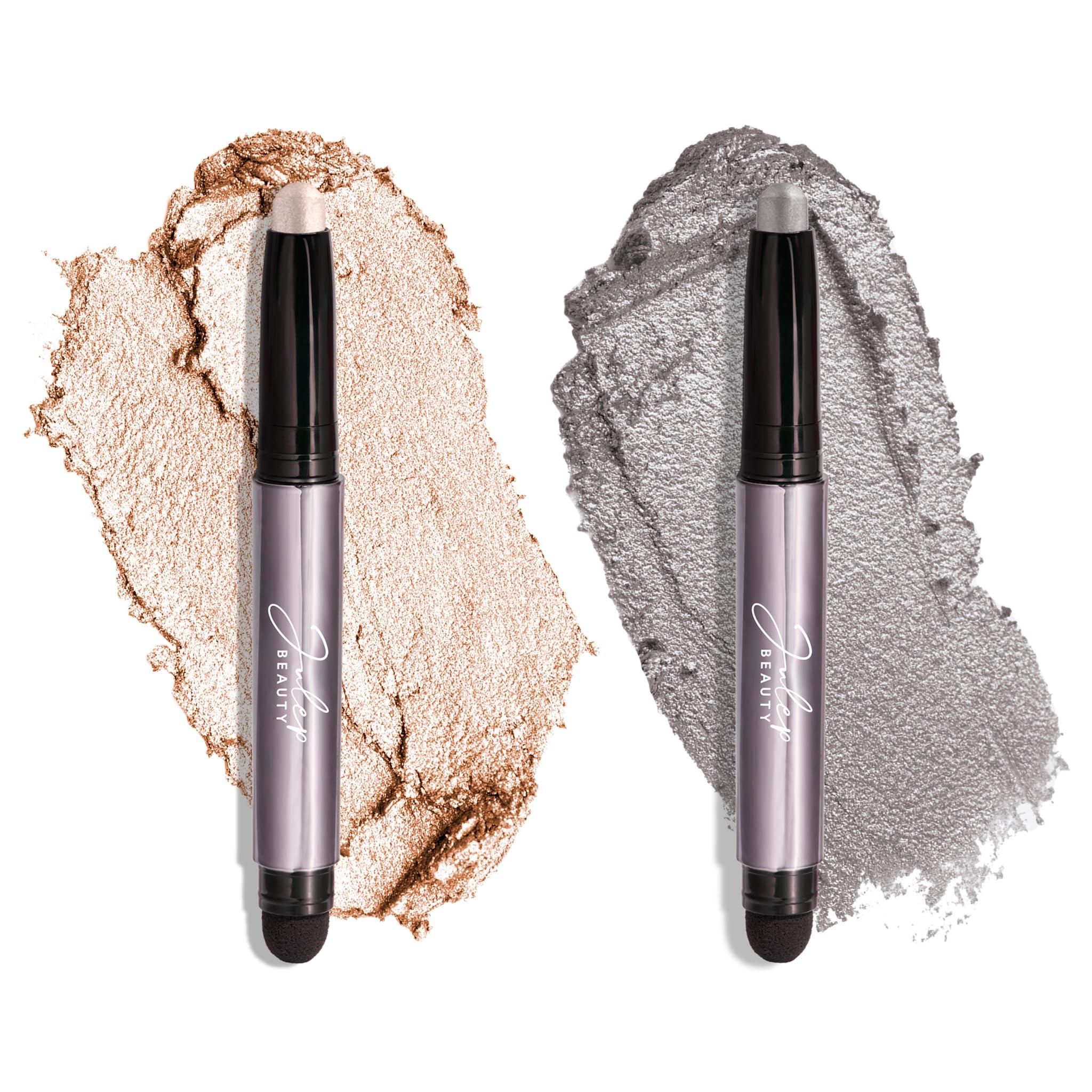 Julep Julep Eyeshadow 101 Crme to Powder Waterproof Eyeshadow Stick Duo, Rainstorm Shimmer and Pearl Shimmer
