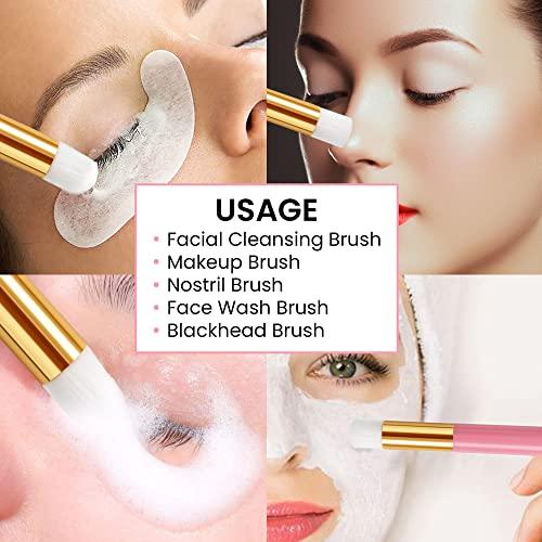 CL CAMILLASH 60 PCS Lash Shampoo Brush - Lash Bath Wash Nose Pore Deep Cleaning Brushes, Eyelash Extensions Peel Off Blackhead Brush Remover Salon Tool, Lash Brushes for Cleansing (Pink)