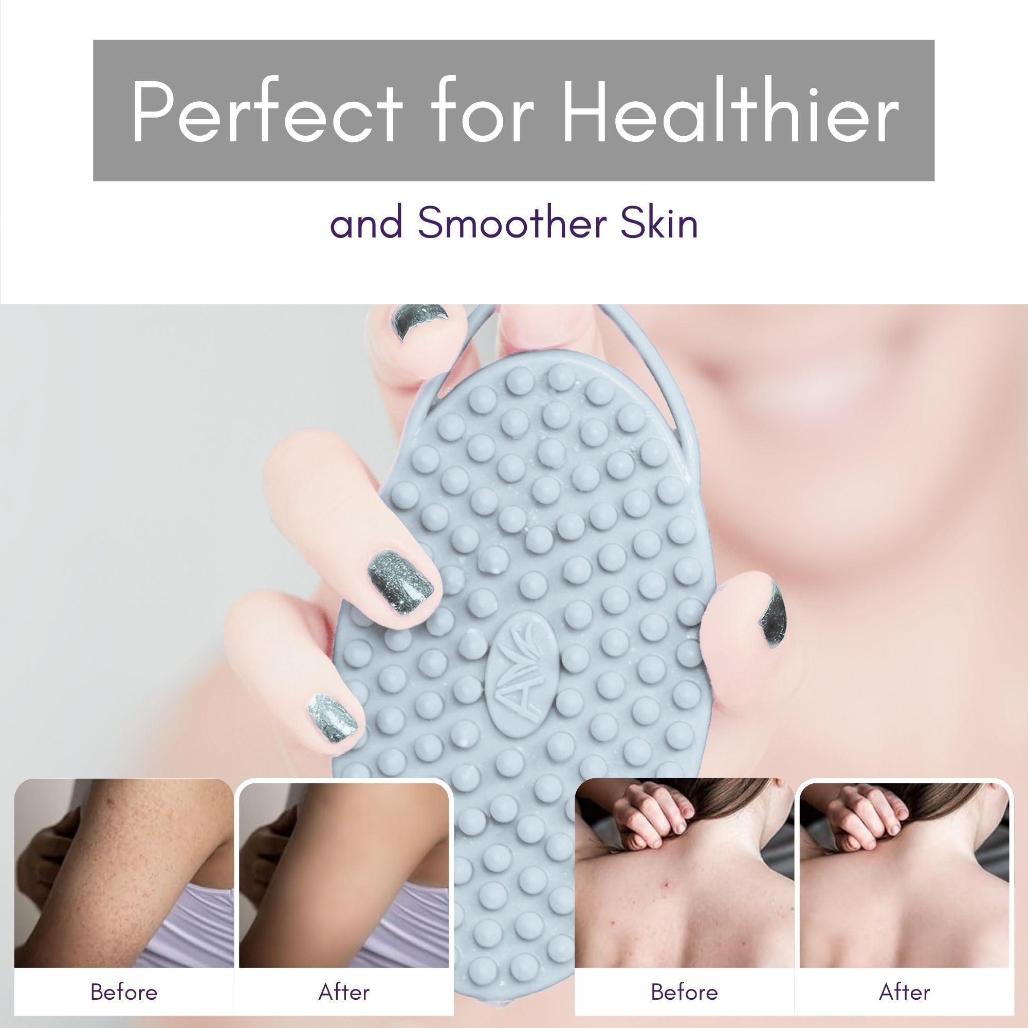 Avilana Avilana Silicone Exfoliating Body Scrubber Dual-Sided Silicone Loofah for Shower, Body Scrubber for Men & Women, Gentle Loofa Alternative, Easy-to-Clean Silicone Body Scrubber (Marbled with Silver)