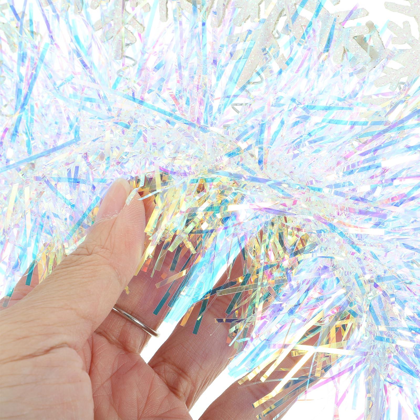 LOGOFUN LOGOFUN Christmas Snowflake Headband Sparkling Snowflake Hairband with Tinsel Xmas Theme Snowflake Hair Hoops for Women Girls Christmas Holiday Birthday Party Costume Accessories