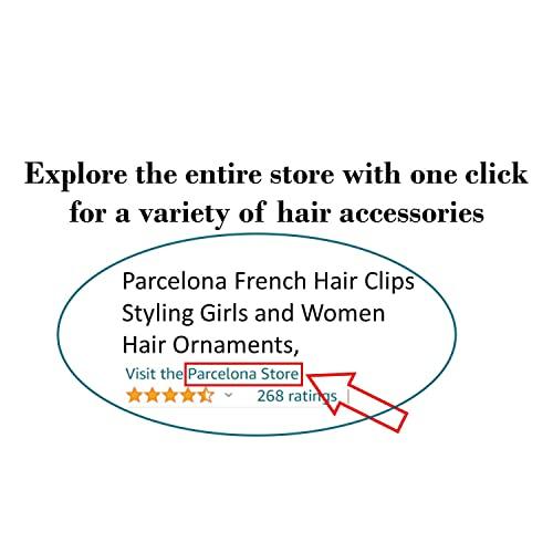 Parcelona Parcelona French Long Narrow Large Celluloid Set of 2 Acetate No Slip Automatic Hair Clips Strong Hold Hair Barrette for Women and Girls, Made in France (Tortoise Shell-Black)